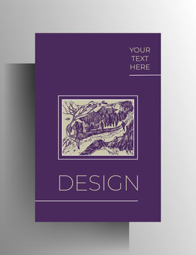 Cover for book, magazine, booklet, catalog, brochure, poster template. Bright design with hand-drawn graphics and frames. Vector 10 EPS.