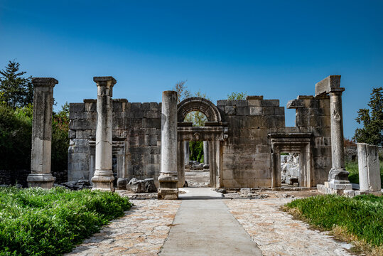 Ancient synagogue ruins at Kfar Bar'am in Israel