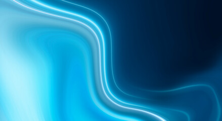 Abstract blue background with smooth lines and rays. Neon liquid, water overflows, waves.