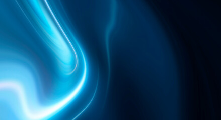 Fototapeta premium Abstract blue background with smooth lines and rays. Neon liquid, water overflows, waves.