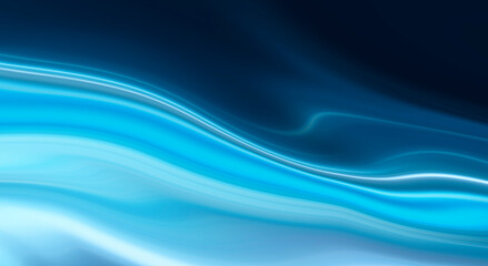 Fototapeta premium Abstract blue background with smooth lines and rays. Neon liquid, water overflows, waves.