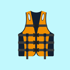 Life jackets isolated on blue background.