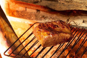 Tasty beef fillet steak on a grill