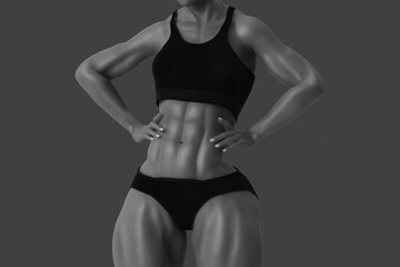 Fototapeta na wymiar Strong muscular female body