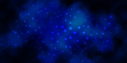 Dark BLUE vector background with small and big stars.