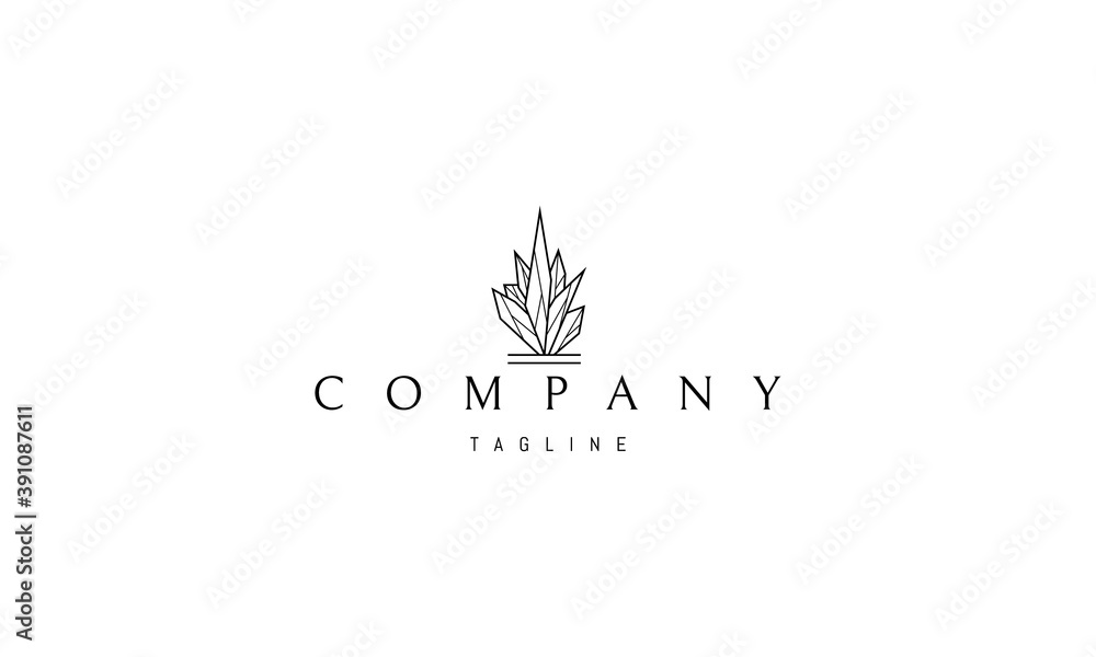 Wall mural vector logo on which an abstract image of crystals in the form of a fire.