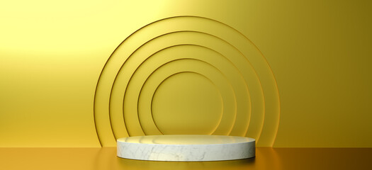 Mock up geometric shape podium for product design, 3d rendering, golden