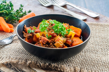 Mince beef and sweet potato stew