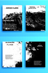 Grunge Black and White Distress Texture . Vector Illustration. Set of Flyer Templates. Collection of Brochure Design . Abstract Modern Background .