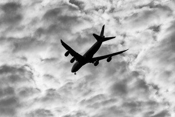 Airplane in the sky.
