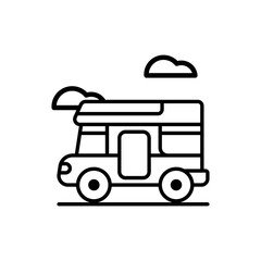 Motorhome Outline Icon Style illustration. EPS 10 