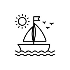 Boat Outline Icon Style illustration. EPS 10 