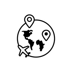 Air Route Outline Icon Style illustration. EPS 10 