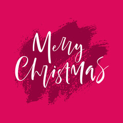 Merry Christmas. Christmas greeting poster written by hand. Letters.