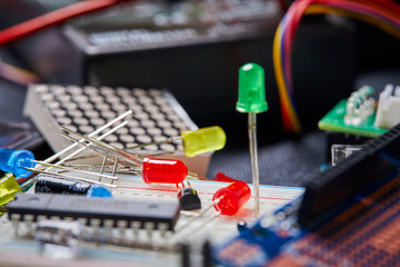 electronic board and tools repairs on black background