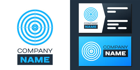 Logotype Target sport for shooting competition icon isolated on white background. Clean target with numbers for shooting range or pistol shooting. Logo design template element. Vector.