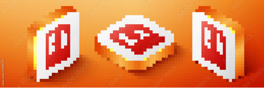 Poster isometric pdf file document icon isolated on orange background. download pdf button sign. orange squ