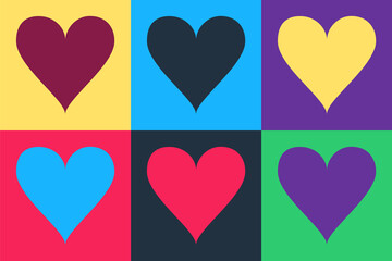 Pop art Heart icon isolated on color background. Love symbol. Valentine's Day sign. Vector.