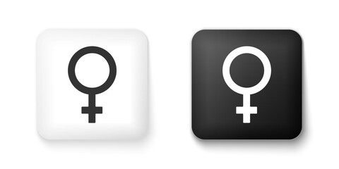 Black and white Female gender symbol icon isolated on white background. Venus symbol. The symbol for a female organism or woman. Square button. Vector.