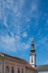 Fototapeta na wymiar Tower of Saint George's Cathedral, Novi Sad, Serbia