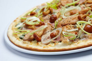 pizza with meat and mushrooms