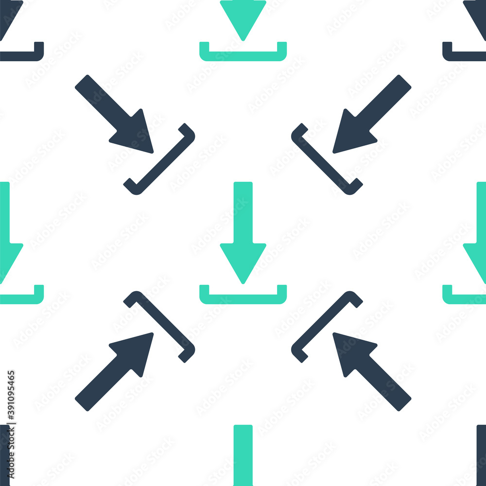 Aufkleber green download icon isolated seamless pattern on white background. upload button. load symbol. arrow