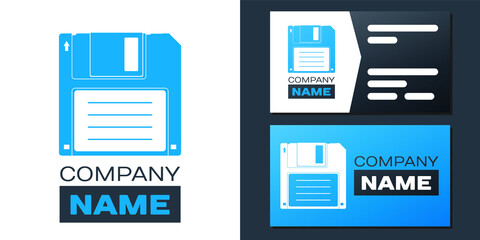 Logotype Floppy disk for computer data storage icon isolated on white background. Diskette sign. Logo design template element. Vector.