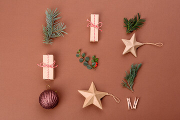 Christmas bright colored decorative background with New Year decorations