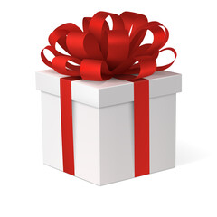 Gift box with a red bow. New year realistic decoration. Vector EPS 10