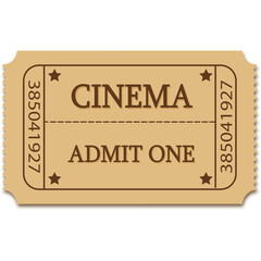 Old brown retro cinema ticket