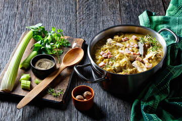 green pea soup with pork ribs and ham