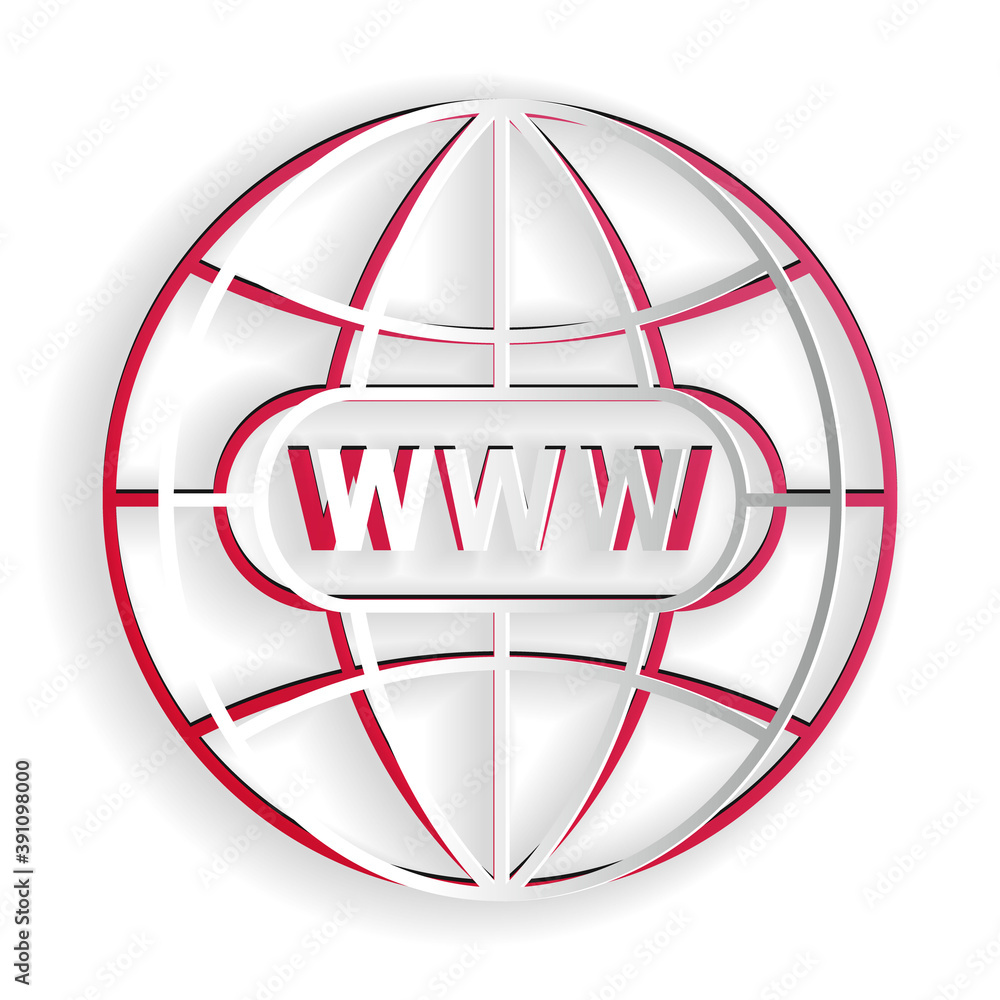 Poster paper cut go to web icon isolated on white background. www icon. website pictogram. world wide web s