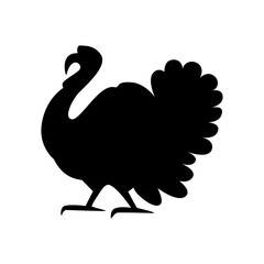 Hand drawn silhouette of turkey isolated on white background. Happy Thanksgiving . Harvest season. Vector doodle illustration. Design for print, logo, card