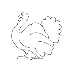 Hand drawn outline silhouette of turkey isolated on white background. Happy Thanksgiving . Harvest season. Vector doodle illustration. Design for print, logo, card