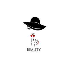 Beauty logo with white background, Beauty salon cosmetics spa hair Logotype concept icon.