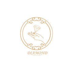 Diamond Jewellery Logo Design Vector Template. Label or Badge Vector design element, business sign template.