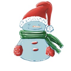 Snowman illustration on white background