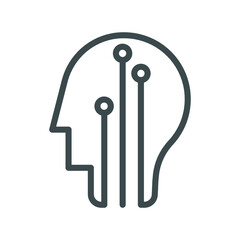 Artifical intelligence, conceptual sign and logo. The analytical system. Vector illustration.