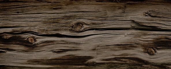 Dry cracked wood texture tree section. Heavy wooden natural beam
