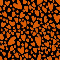 seamless valentines day heart orange and black pattern