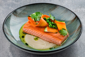 salmon steak beautifully served