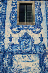 Santa Catarina Chapel (or Almas Chapel, Chapel of the Souls) - 18th century Neoclassical temple decorated with the typical Portuguese Blue Tiles (Azulejos). Santa Catarina Street, Porto, Portugal.