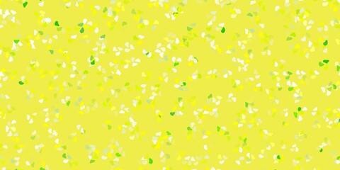 Light green, yellow vector backdrop with chaotic shapes.
