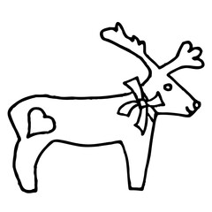 Reindeer in the form of a toy on a Christmas tree. Coloring for children.