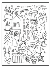 Obraz premium Big set of christmas design element in doodle style