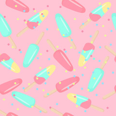 
Seamless pattern from multicolored fruit ice cream. Vector illustration for your design.
