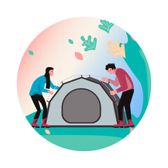 Man and woman backpackers