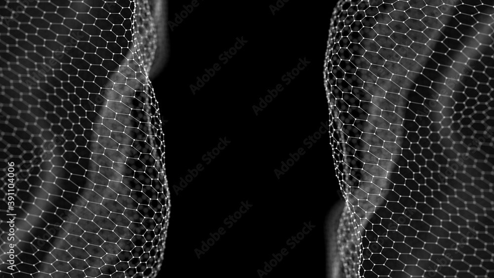 Poster 3d abstract hexagon technology pattern. hexagon techno connections background. dark honeycomb patter