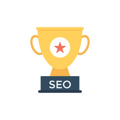
Best seo performance based trophy, flat vector icon 
