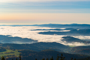 czech Jeseniky Mountains above the inversion cloud